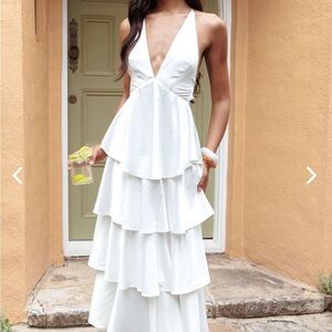 Elegant White Tiered Maxi Dress